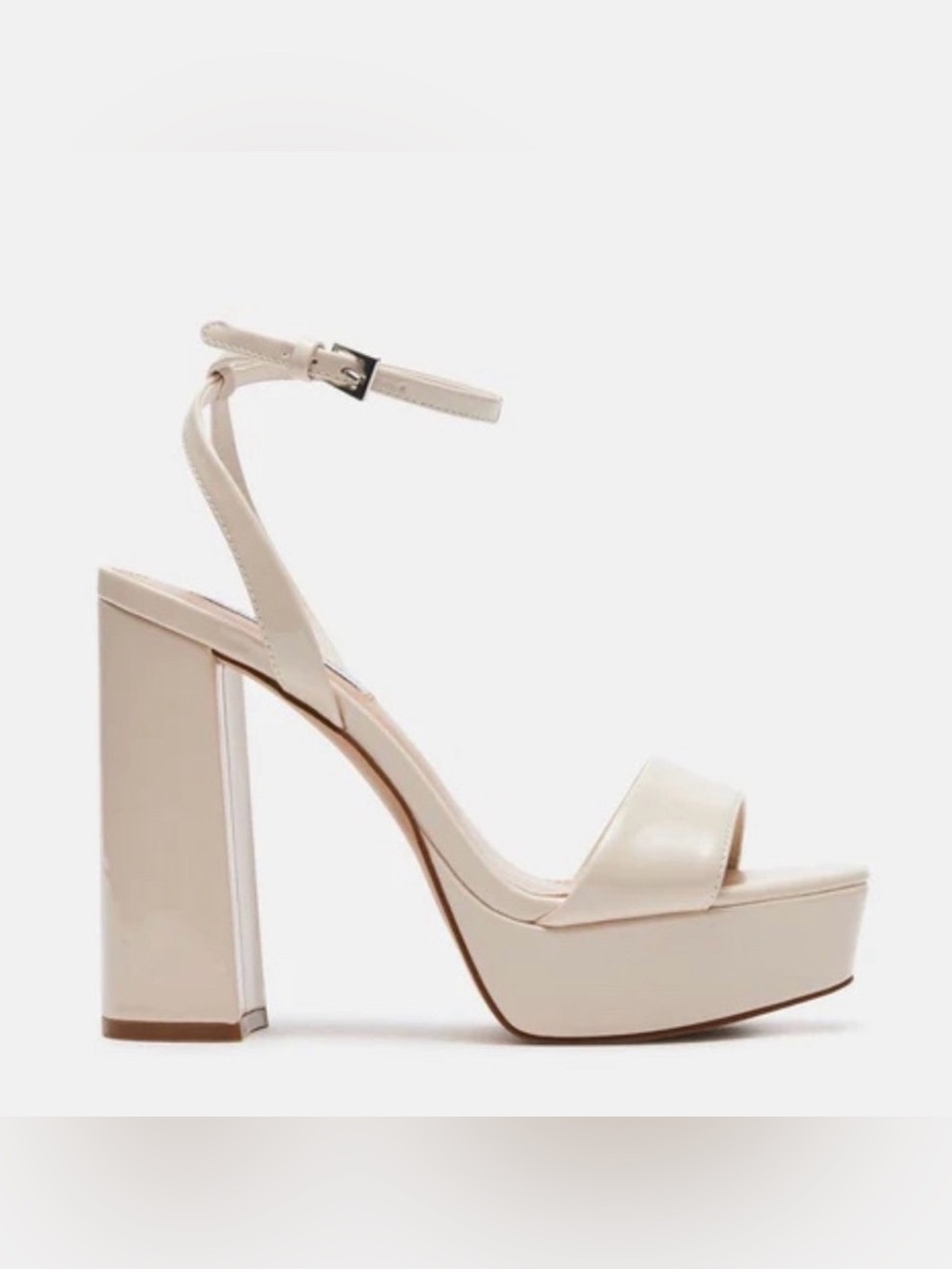 Steve Madden Lessa Platform Heel in Bone Patent Leather